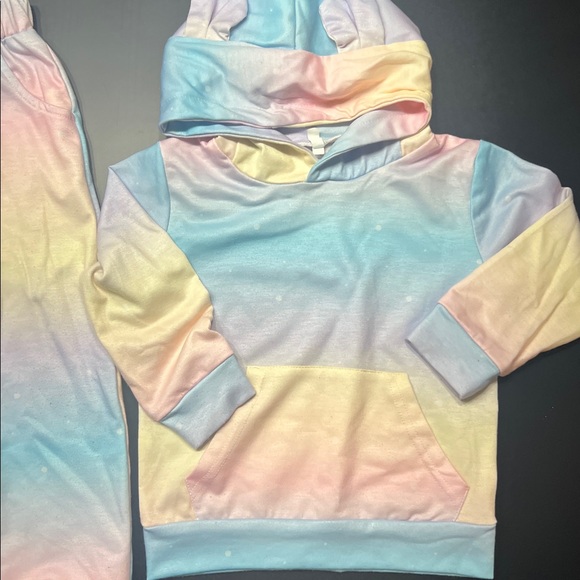 Kids 100/ 3T Rainbow Hoodie and Pants Set - Picture 3 of 4